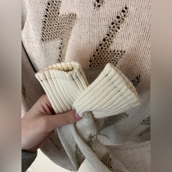 Free People Lightening Bolt Sweater Cream/Tan Size S Rare - Picture 7 of 10